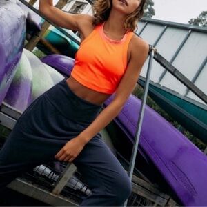 Free People Game Time Cami Racerback Tank Top in Neon Orange